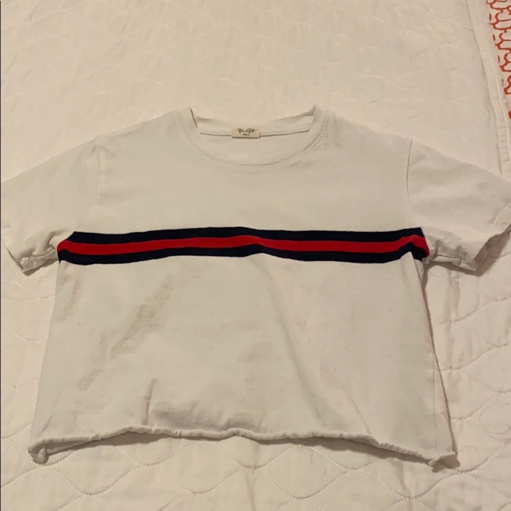 White Brandy Melville Striped Crop Top